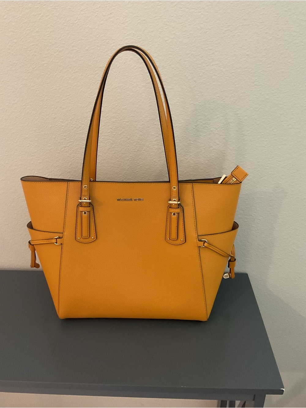 Michael Kors Mustard Yellow Pebbled Leather Tote